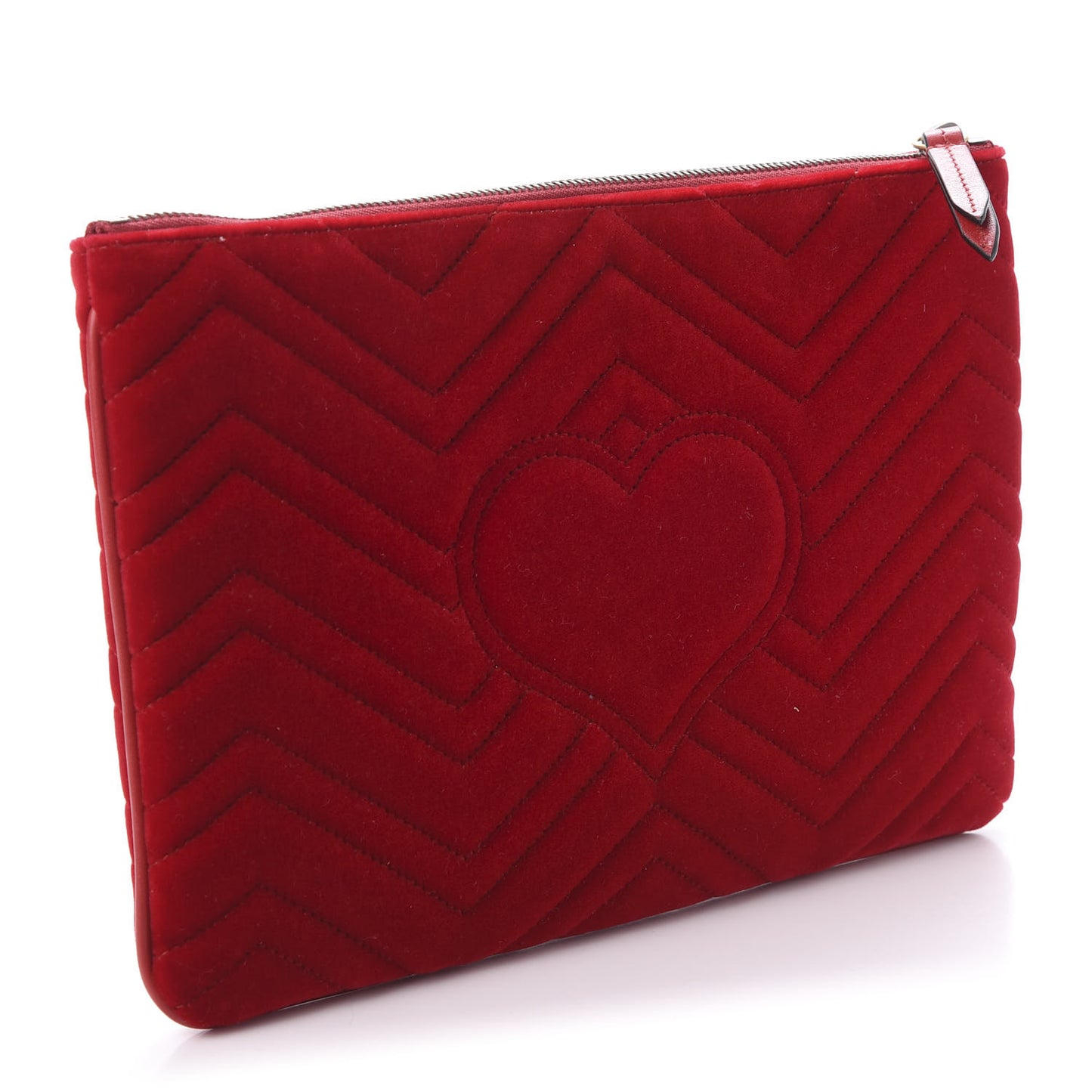 Velvet Matelasse GG Marmont Zip Pouch Hibiscus Red