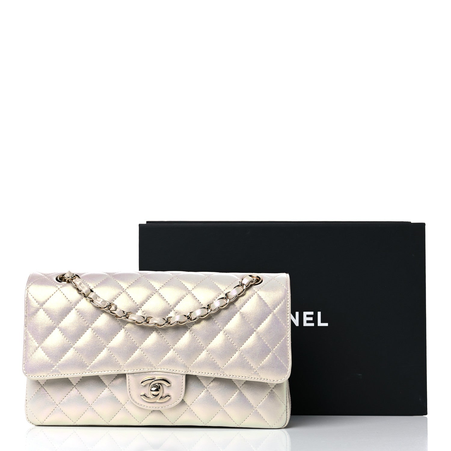 Chanel Iridescent Lambskin Quilted Medium Double Flap Ivory 12 of 12