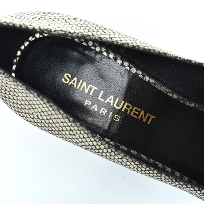 Saint Laurent Metallic Snakeskin Embossed Calfskin Classic Paris 105 Pumps 36.5 Black Gold 6 of 16