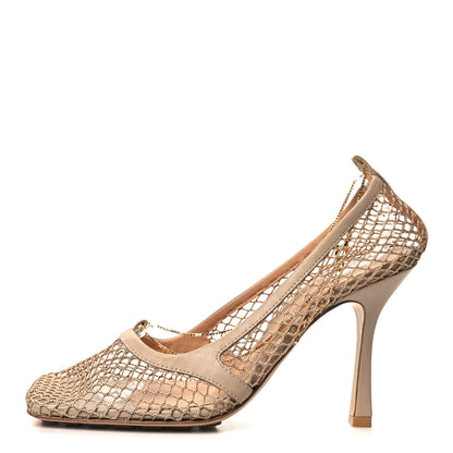 Bottega Veneta Mesh Calfskin Chain Stretch Pumps 40 Beige 1 of 7