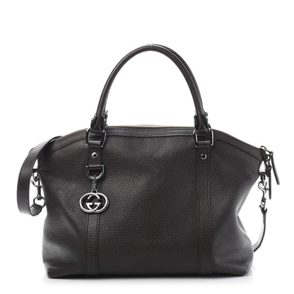 Gucci Pebbled Calfskin Medium GG Convertible Dome Satchel Dark Brown 1 of 17