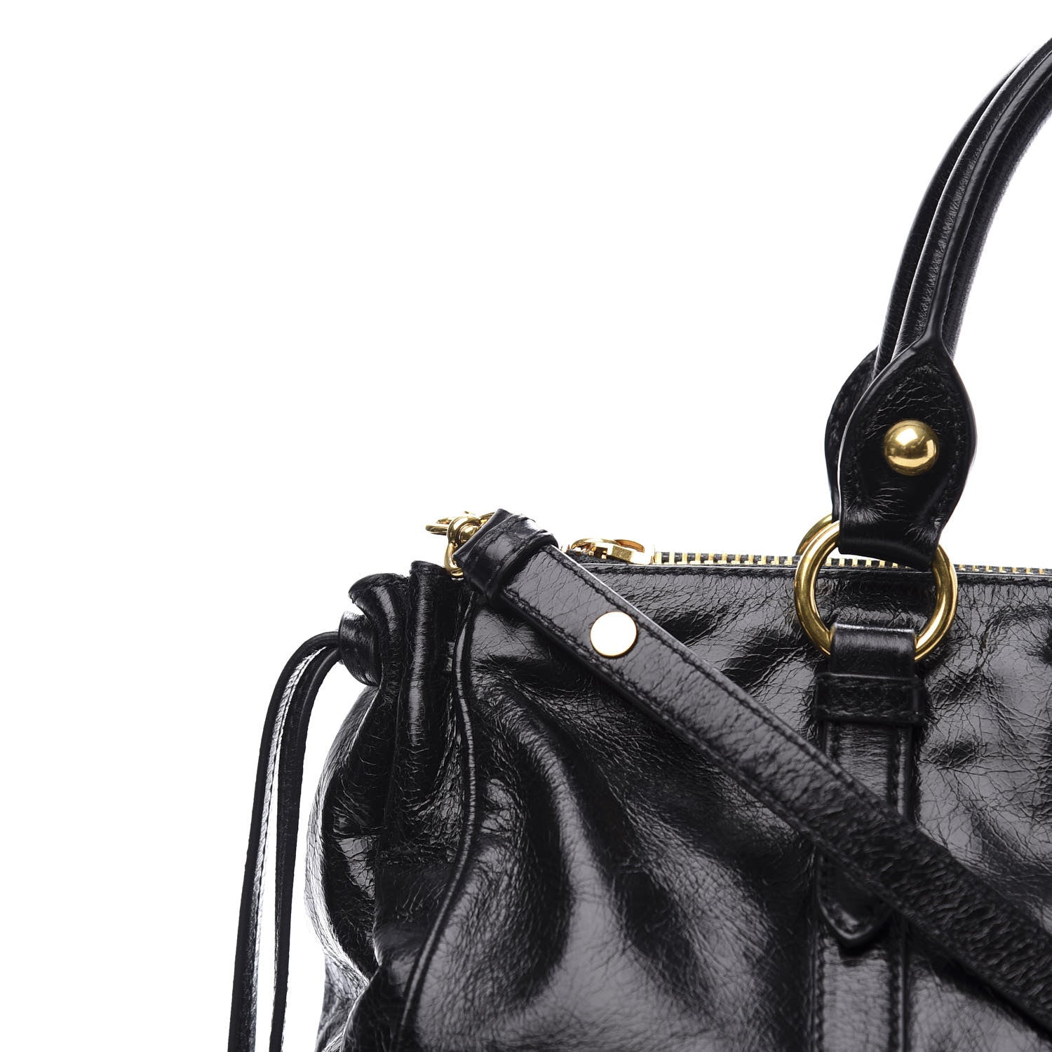 Miu Miu Vitello Shine Double Zip Tote Black 9 of 10