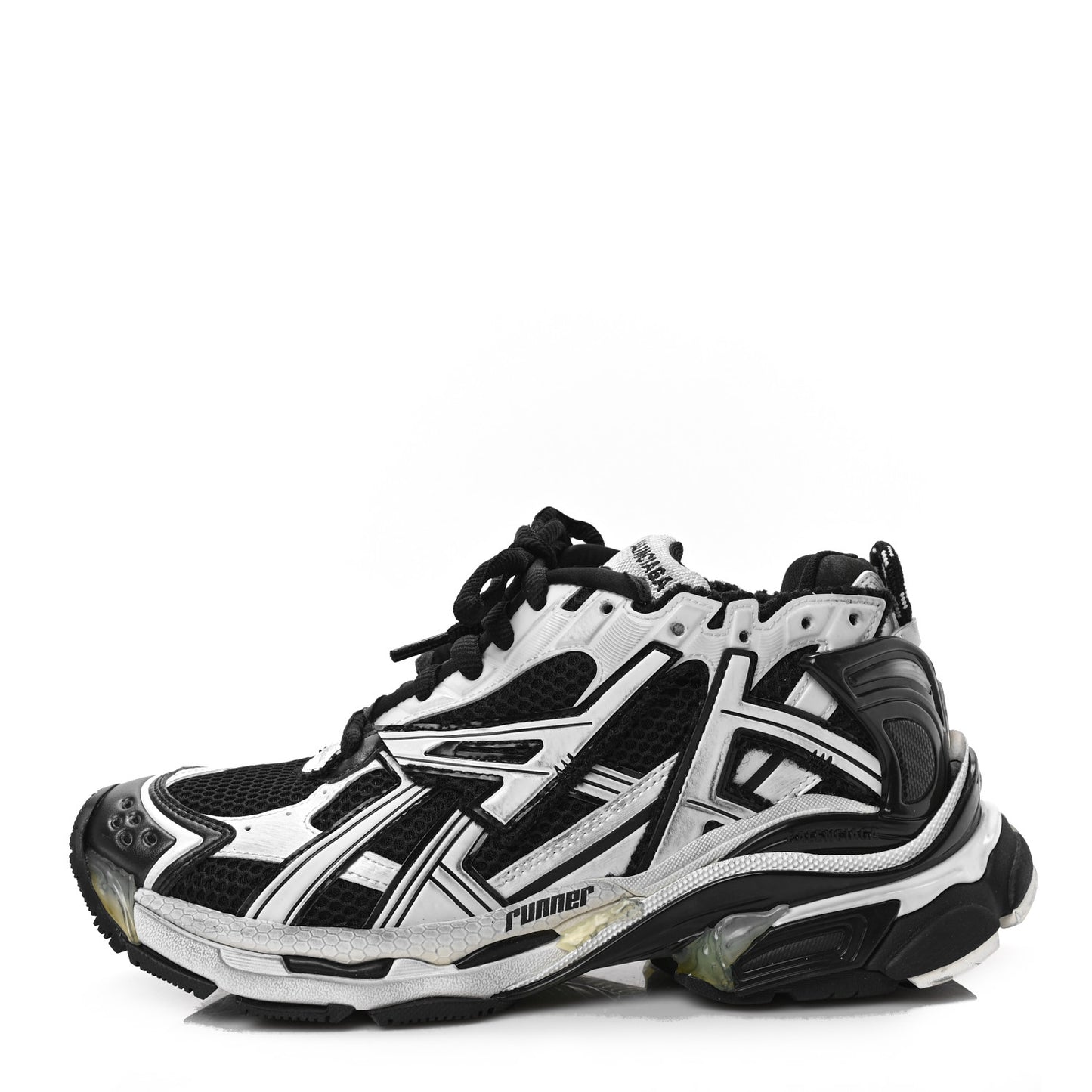 Mesh Rubber Bi-Color Mens Runner Sneakers 41 White Black