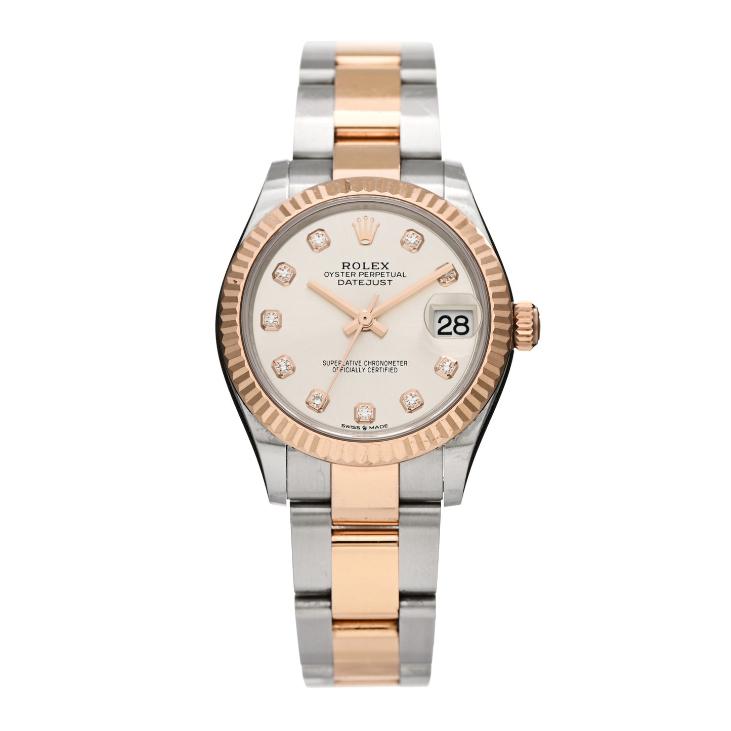 Stainless Steel 18K Everose Gold Diamond 31mm Oyster Perpetual Datejust Watch Silver 278271