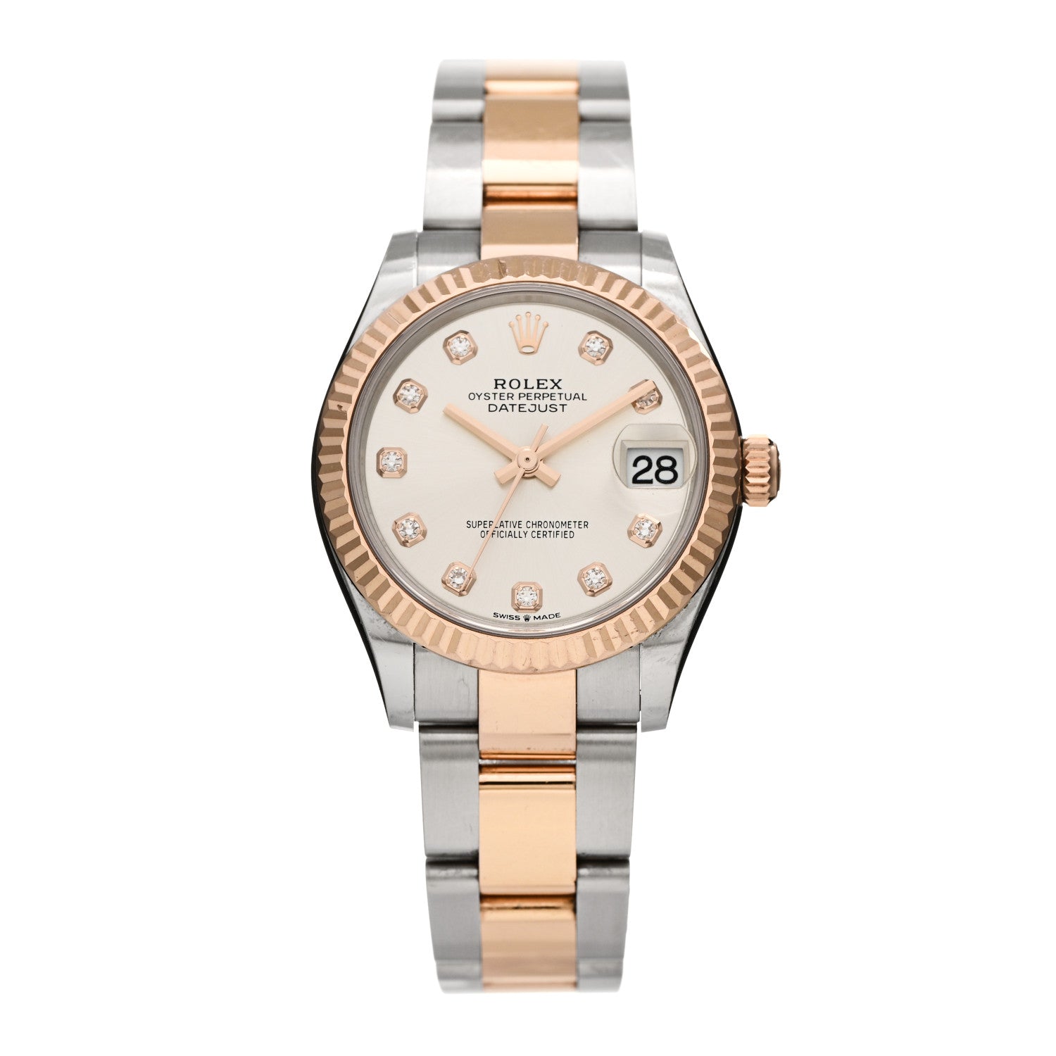 Rolex Stainless Steel 18K Everose Gold Diamond 31mm Oyster Perpetual Datejust Watch Silver 278271 1 of 5