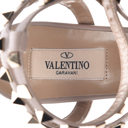 Valentino Garavani Pebbled Calfskin Rockstud Ankle Strap 5/105mm Sandals 37 Poudre 6 of 8