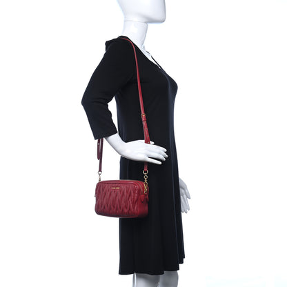 Miu Miu Nappa Matelasse Double Zip Shoulder Bag Fuoco 2 of 9