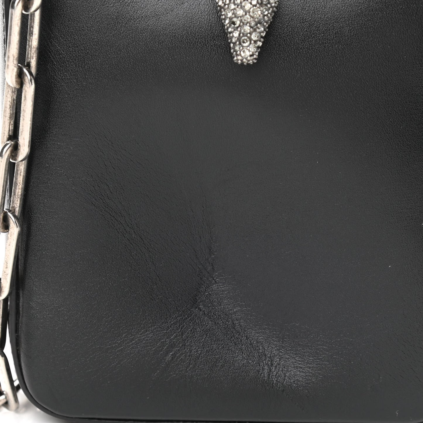 Calfskin Crystal Encrusted Snake Maison Mini Crossbody Black