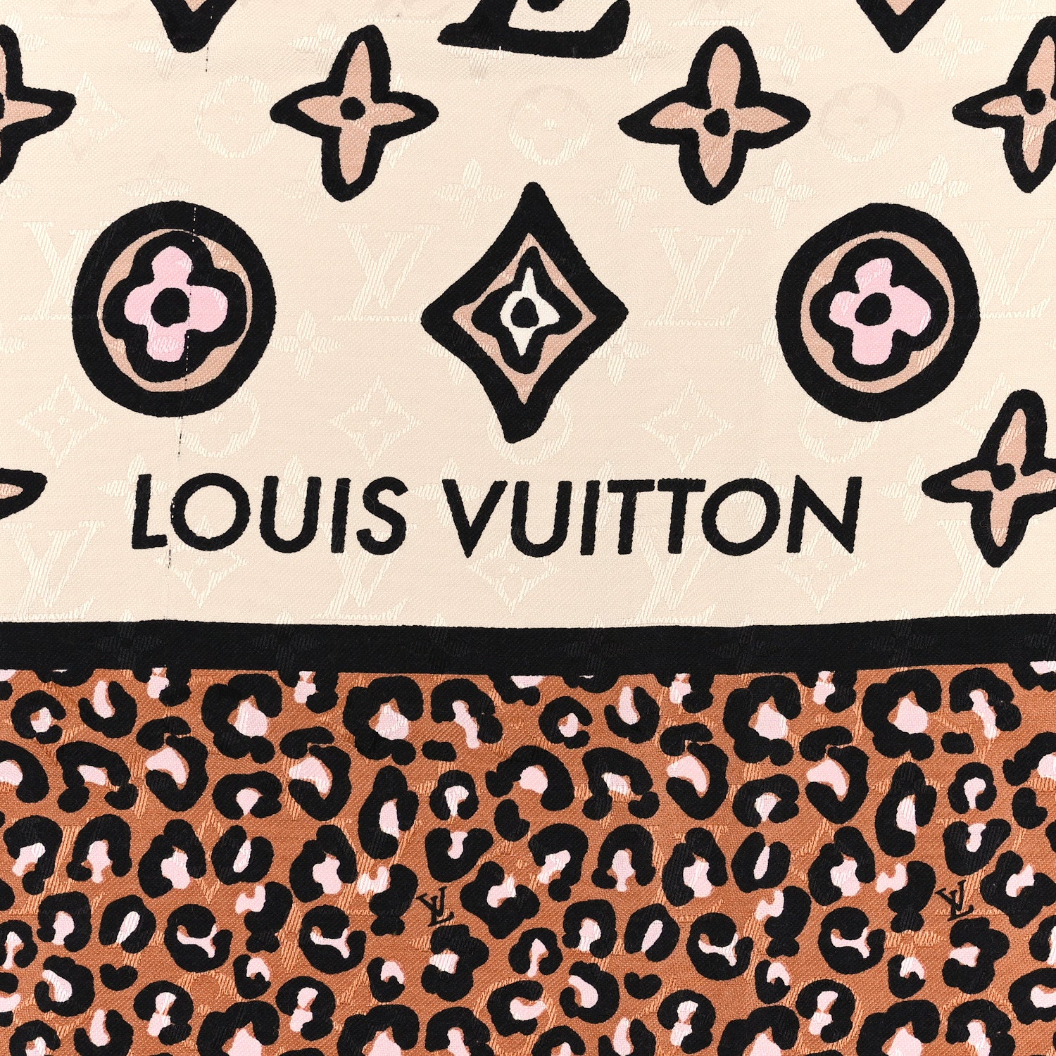 Louis Vuitton Silk Wool Wild At Heart Shawl Caramel Creme Black 3 of 4