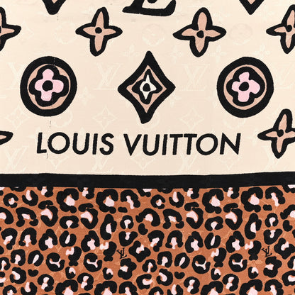 Louis Vuitton Silk Wool Wild At Heart Shawl Caramel Creme Black 3 of 4