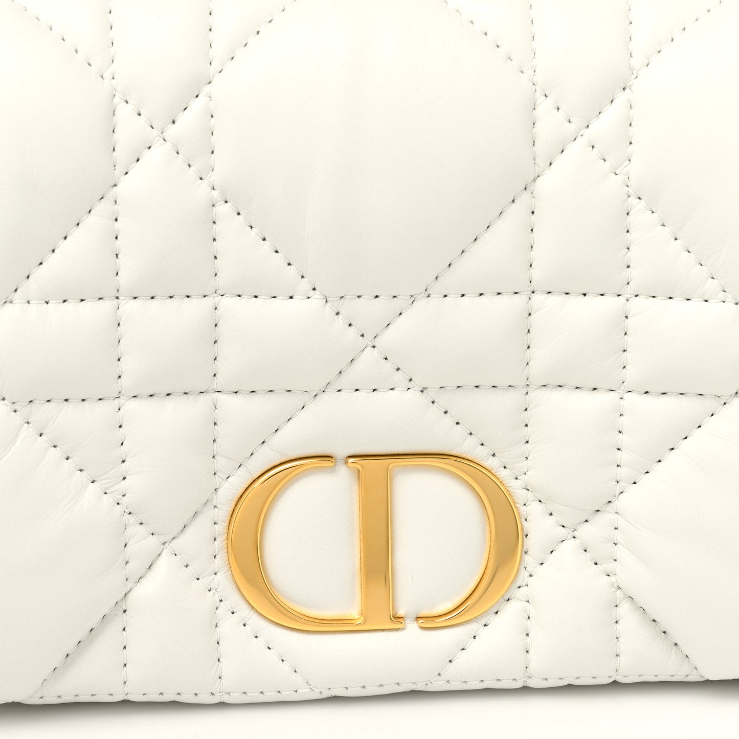 Lambskin Macrocannage Mini Dior Caro Bag White