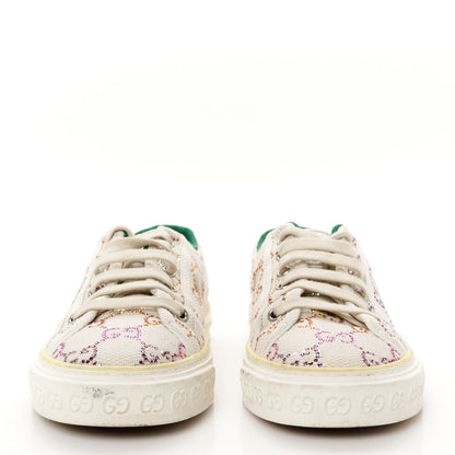 Gucci Canvas Lame Crystal GG Monogram Womens 1977 Tennis Sneakers 38 Gardenia Silver Mystic White 3 of 9