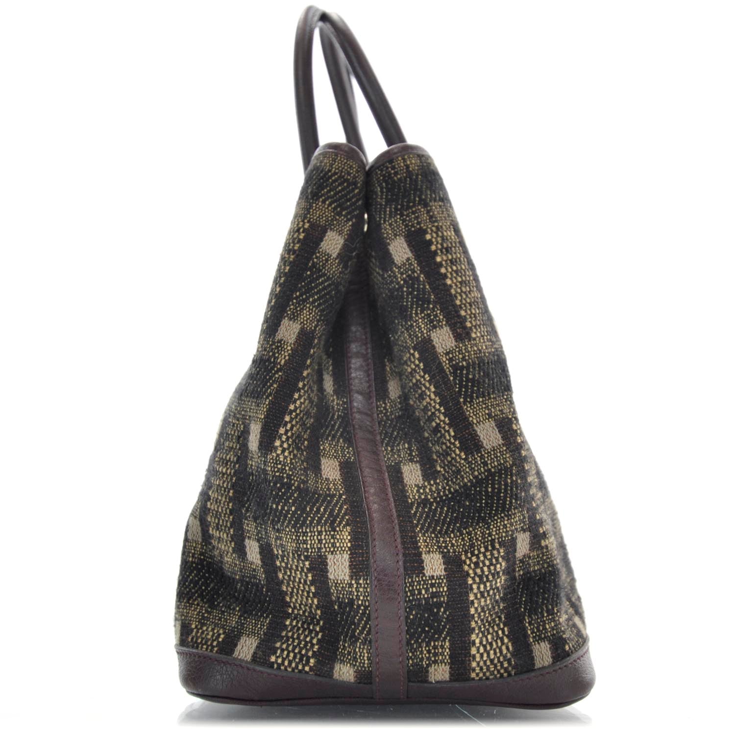 Hermes Toile Leather Garden Party Tote Prune 4 of 8