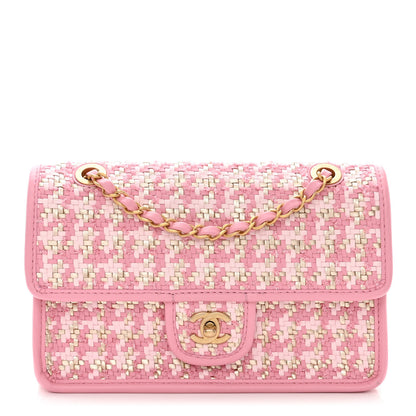 Chanel Metallic Lambskin Viscose Woven Flap Pink Gold 1 of 10