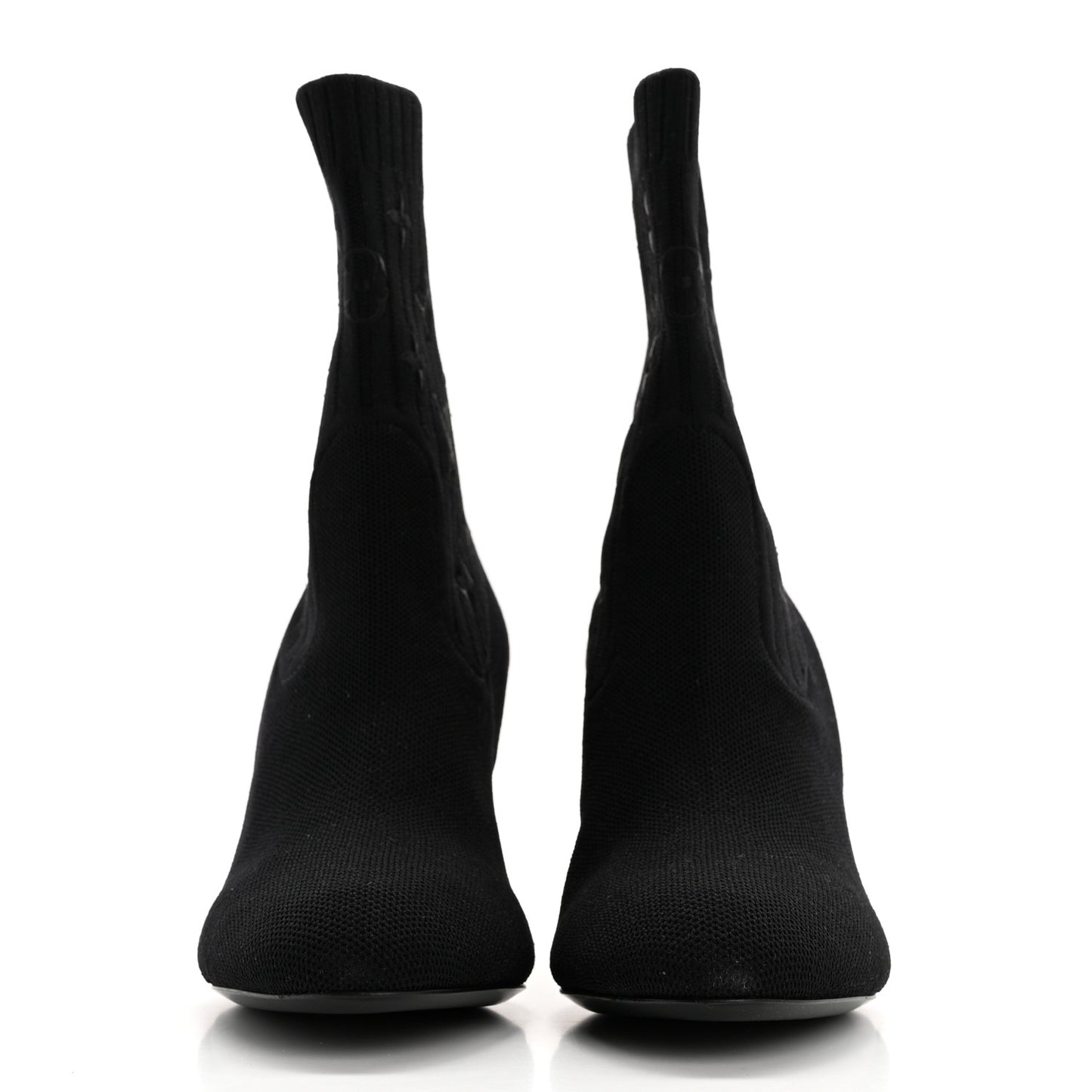 Monogram Stretch Fabric Silhouette Ankle Boots 36 Black