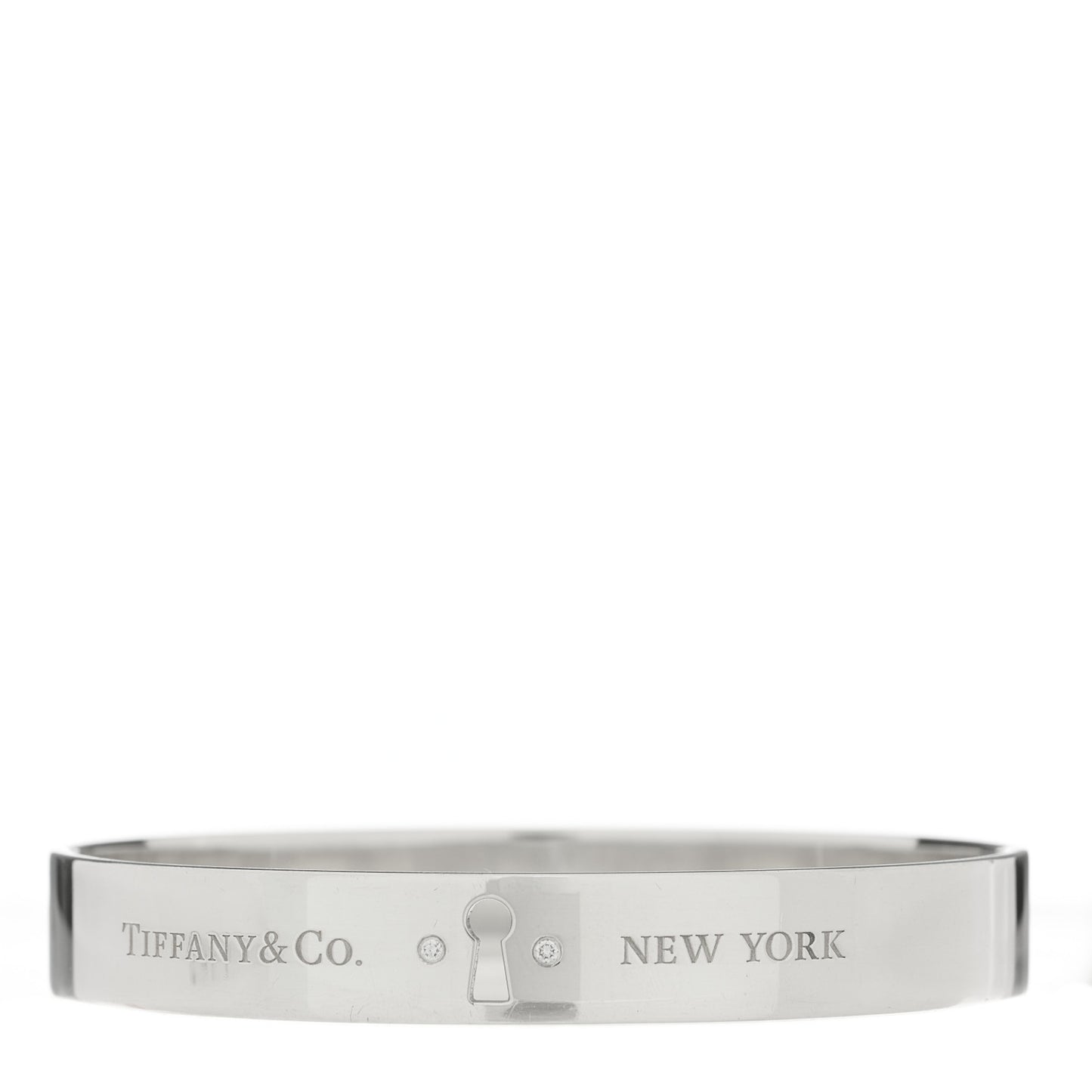 Sterling Silver Diamond Narrow Locks Bangle Bracelet
