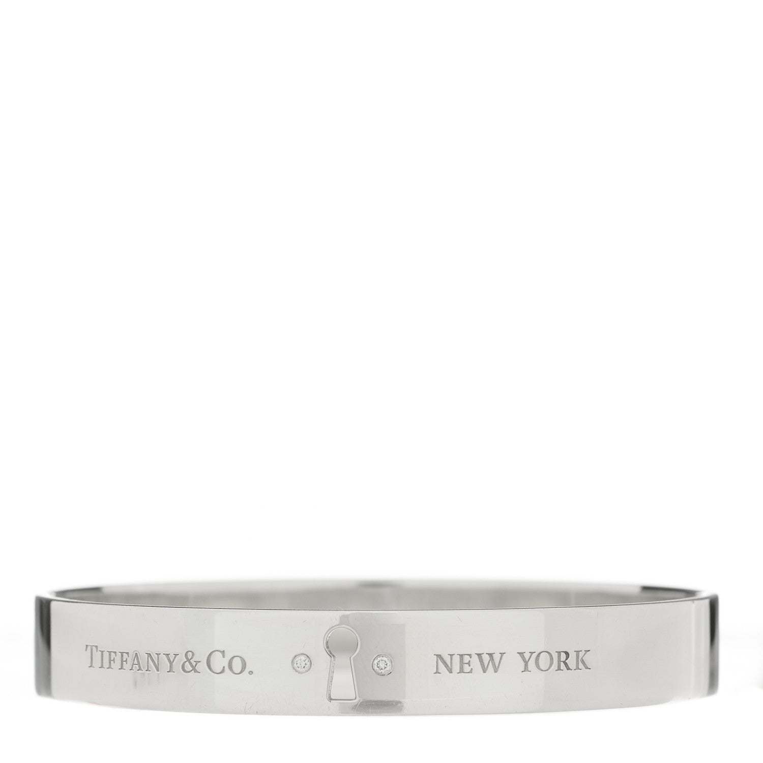 Tiffany Sterling Silver Diamond Narrow Locks Bangle Bracelet 1 of 3