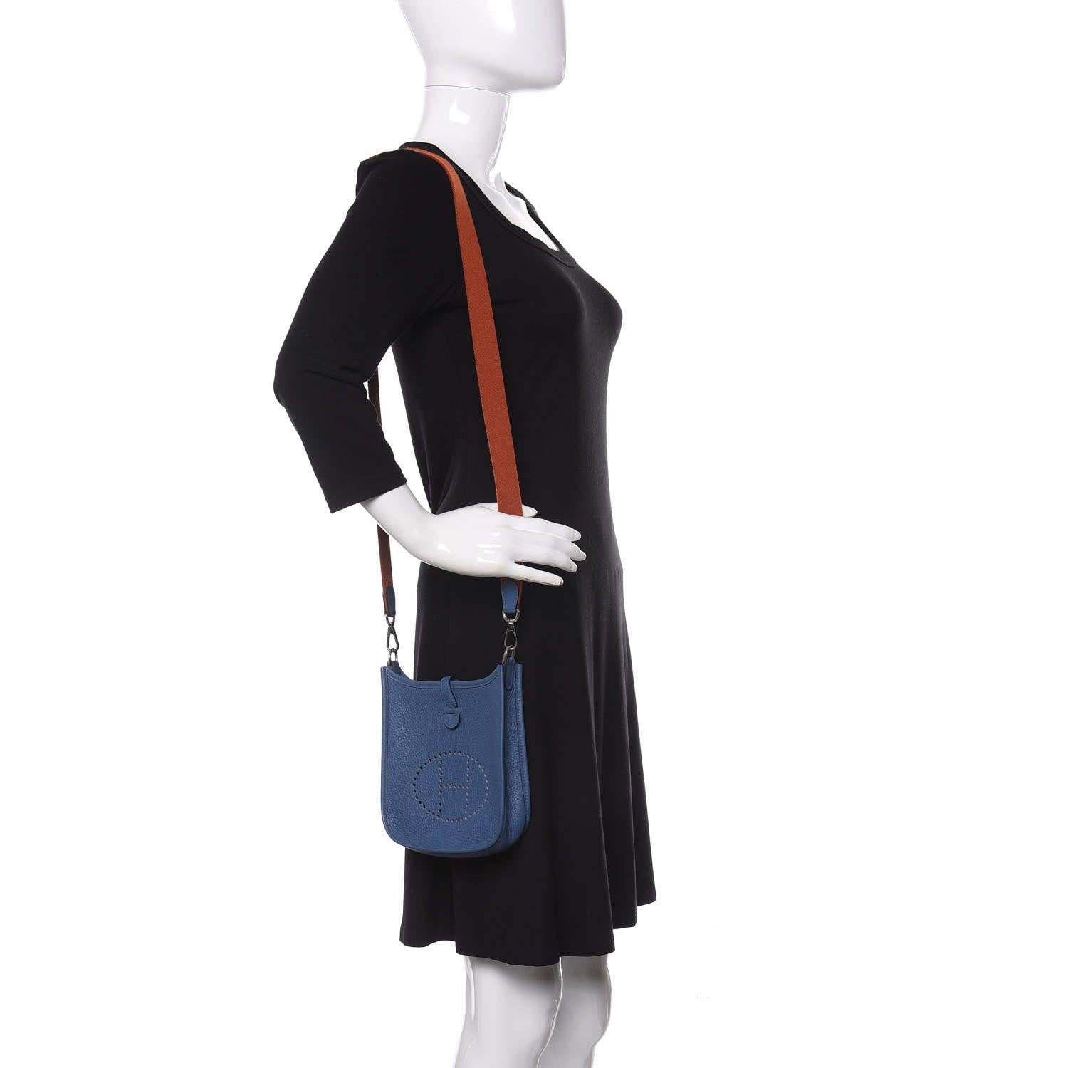 Hermes Taurillon Clemence Amazone Evelyne TPM Bleu Agate Cuivre 2 of 9