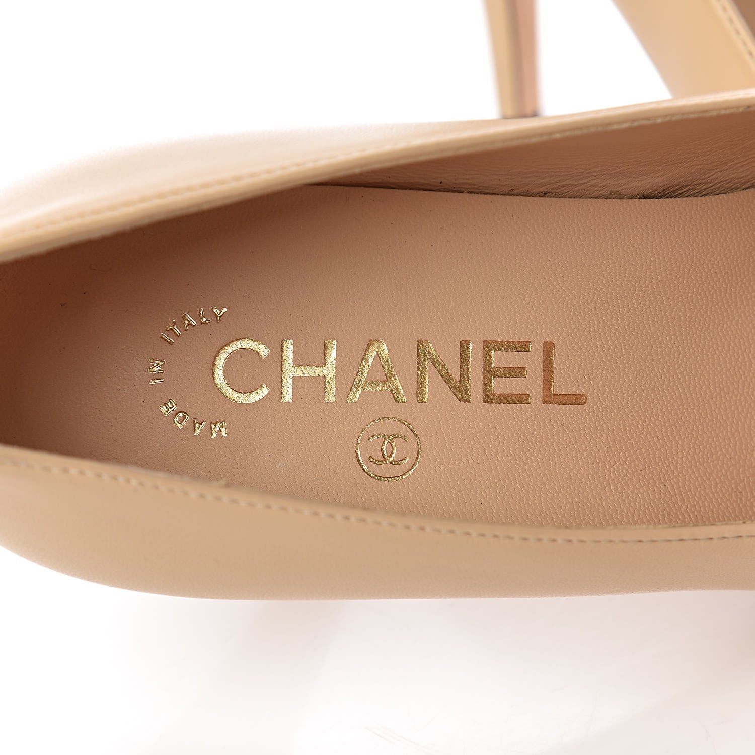 Chanel Lambskin Cap Toe CC Pumps 37 Beige Black 6 of 13