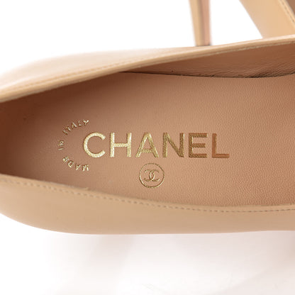 Chanel Lambskin Cap Toe CC Pumps 37 Beige Black 6 of 13
