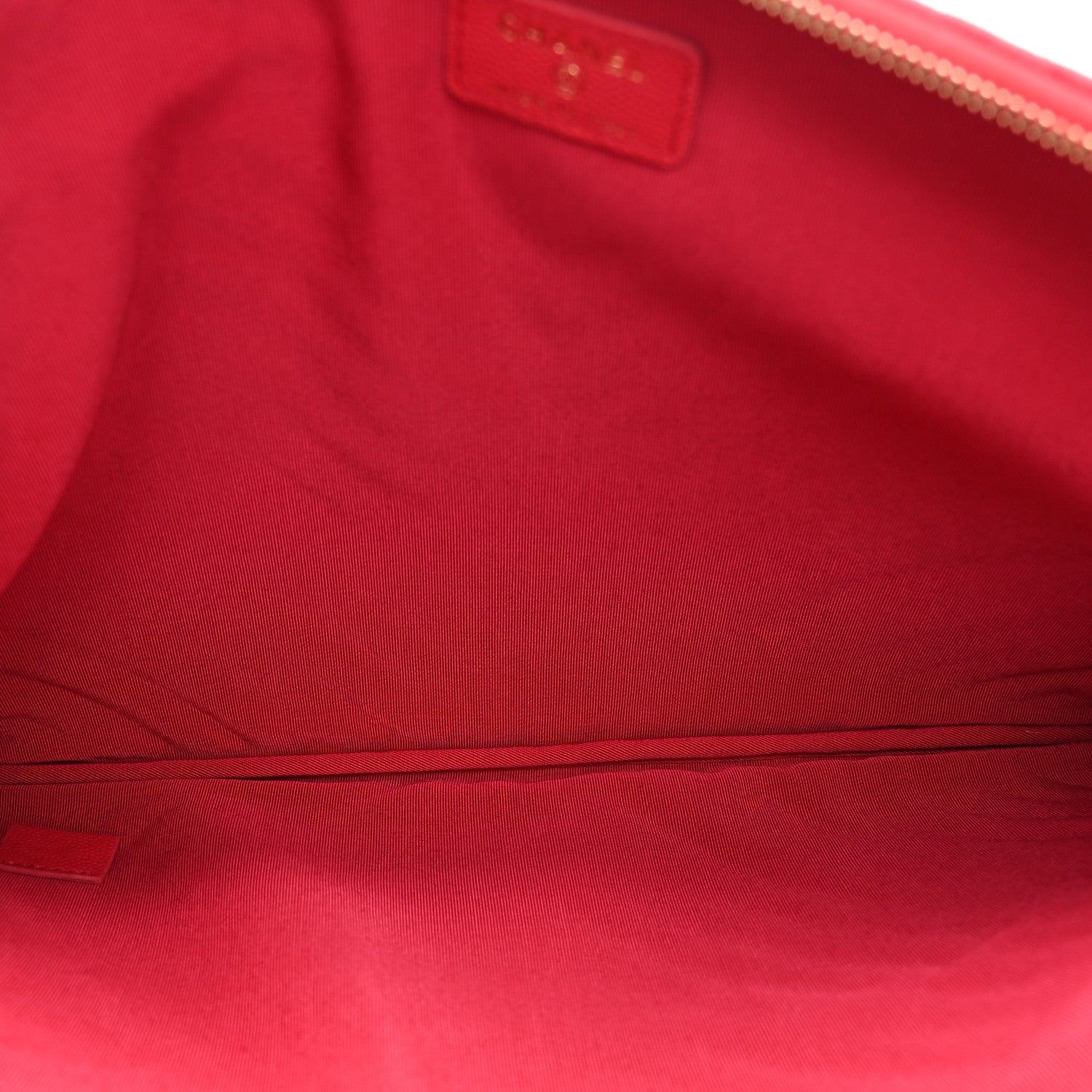 Chanel Caviar Chevron Quilted Large Cosmetic Case Red 5 of 11