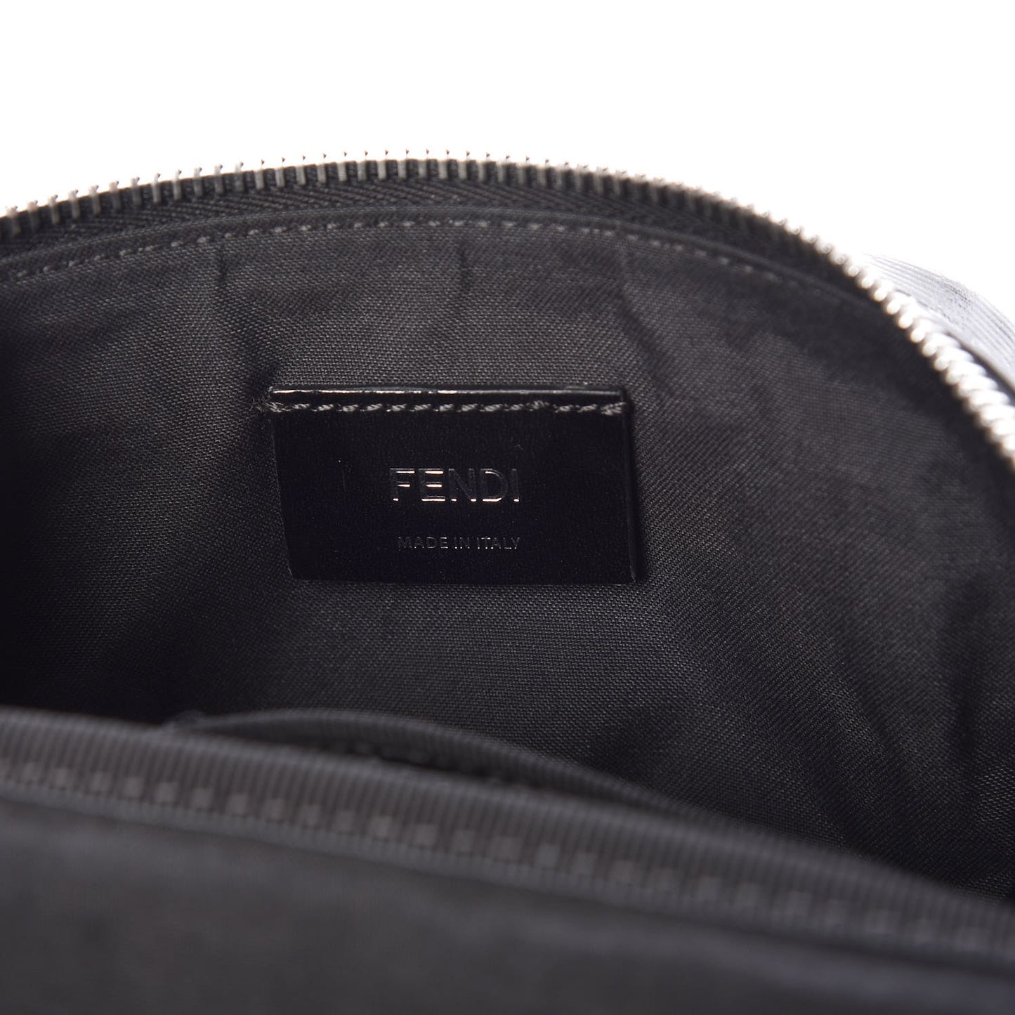 Glazed Fabric Vitello Century FF 1974 Stamp Patch Pocket Belt Bag Black