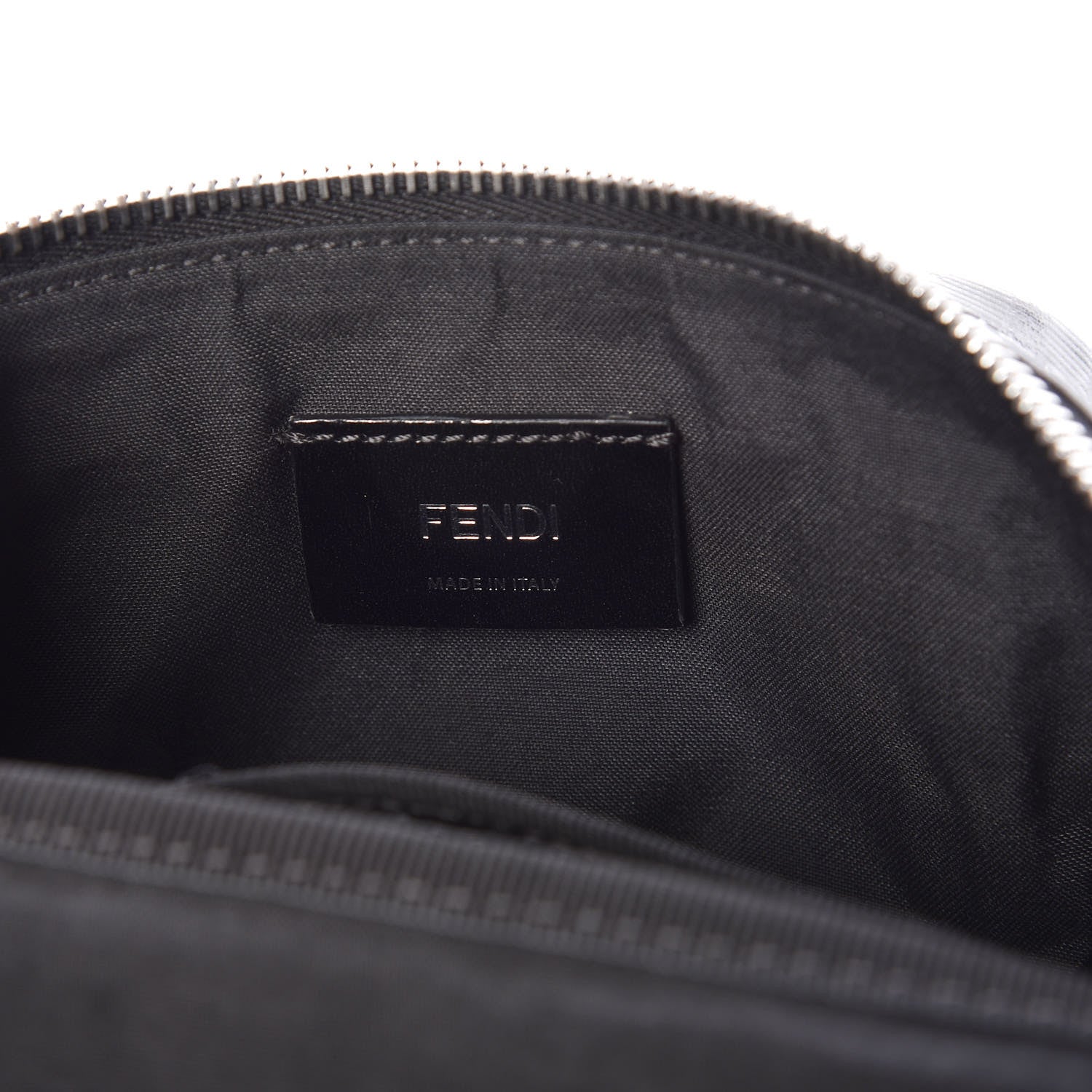 Fendi Glazed Fabric Vitello Century FF 1974 Stamp Patch Pocket Belt Bag Black 7 of 10