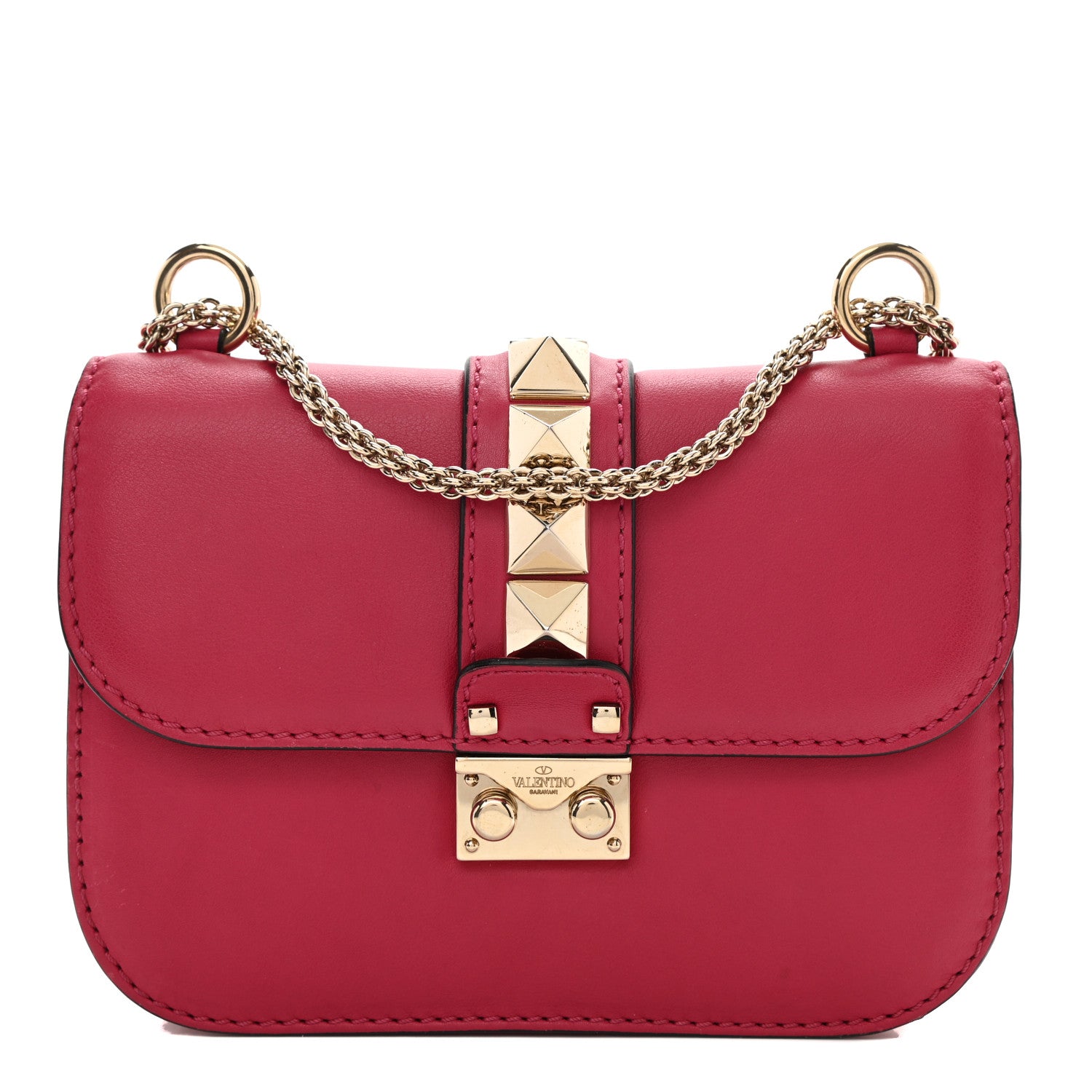 Valentino Garavani Vitello Small Glam Lock Rockstud Flap Cyclamin 1 of 8
