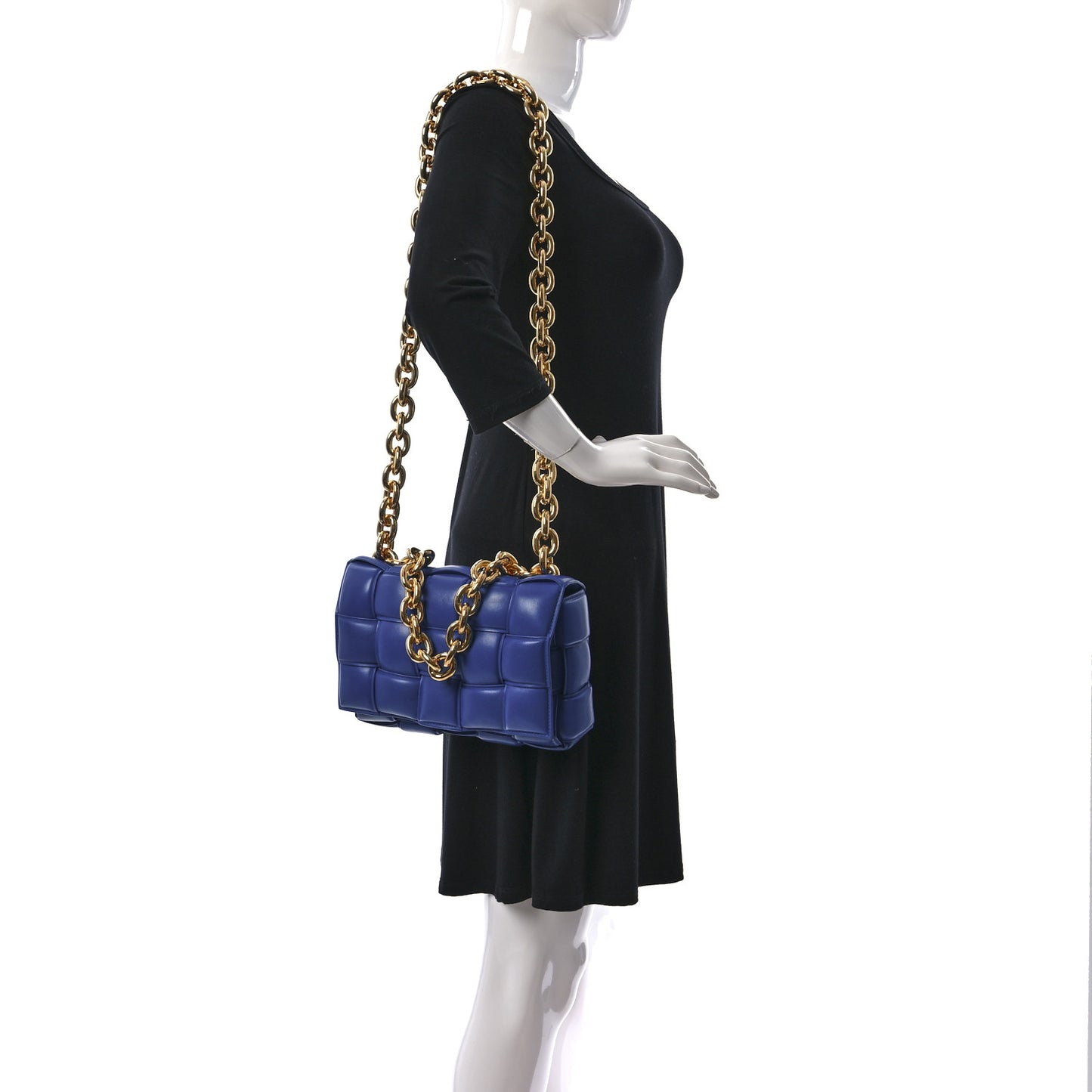 Lambskin Maxi Intreccio Padded Chain Cassette Crossbody Bag Cobalt