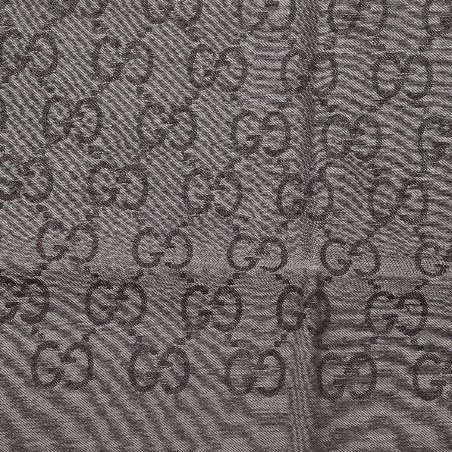 Gucci Wool Silk GG Monogram GGNat Scarf Rope Dark Brown 10 of 10