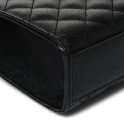 Saint Laurent Grain De Poudre Textured Mixed Matelasse Triquilt Medium Monogram Satchel Black 7 of 8