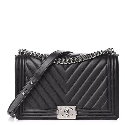 Chanel Lambskin Chevron Quilted New Medium Boy Flap Black 1 of 11