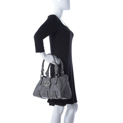 Valentino Garavani Patent Crystal Catch Satchel Grey 2 of 9