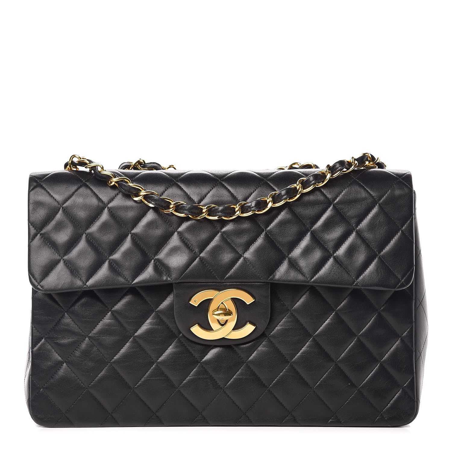 Chanel Lambskin Quilted XL Jumbo Single Flap Black 1 of 9