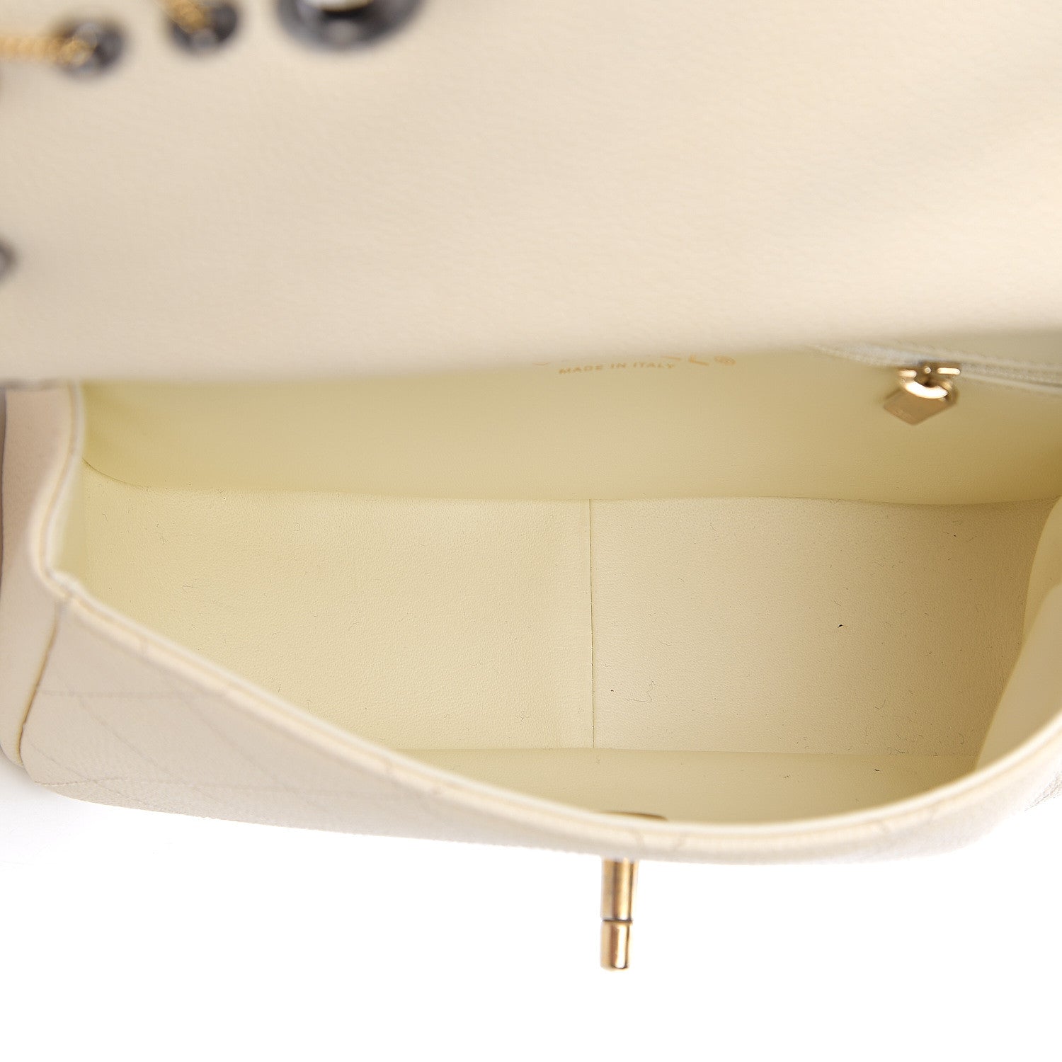 Chanel Caviar Quilted Grommet Embellished Small Piercing Chic Flap Bag Ivory 4 of 9