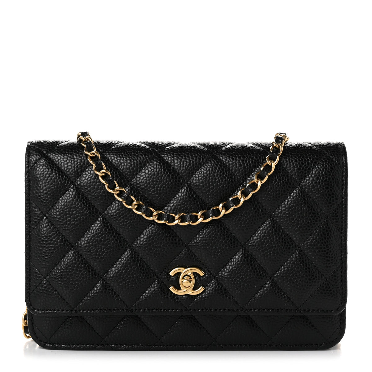 Chanel Caviar Quilted CC Turnlock Wallet On Chain WOC Black 1 of 12
