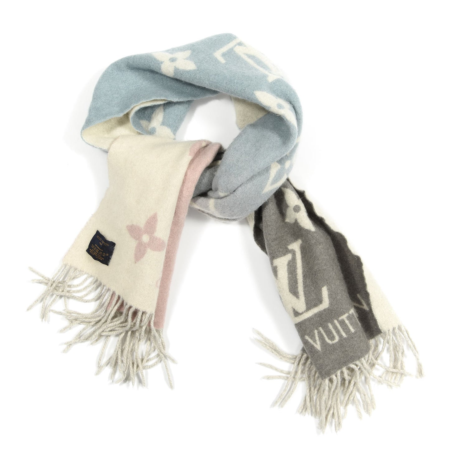 Cashmere Monogram Reykjavik Scarf Bleu Rose