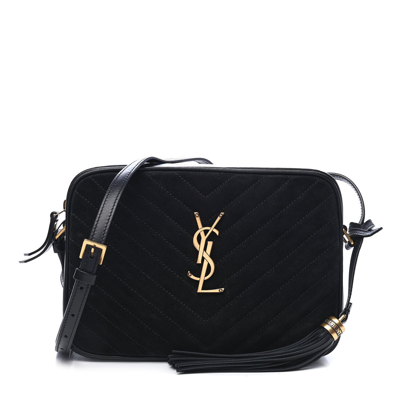 Saint Laurent Suede Calfskin Monogram Lou Camera Bag Black 1 of 9