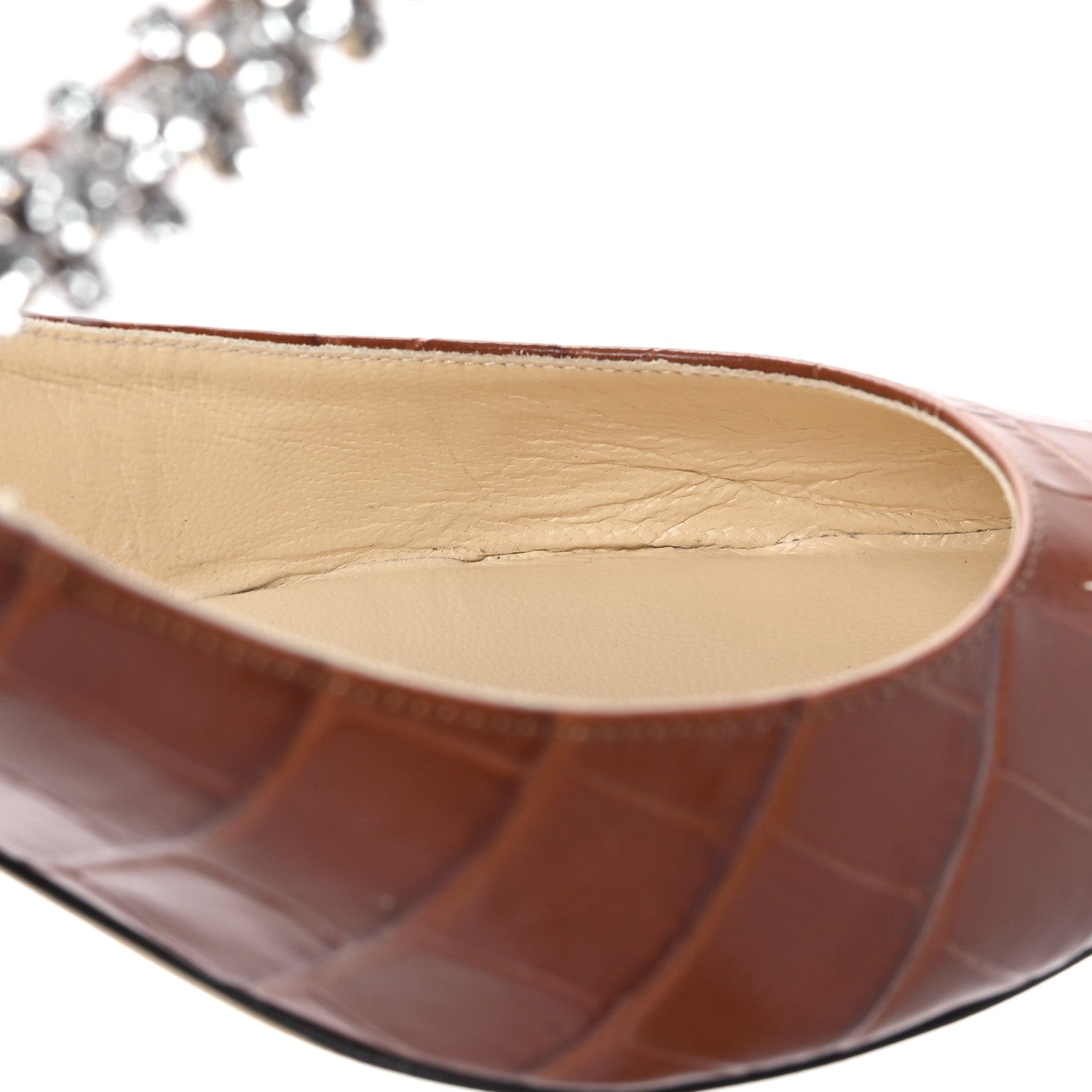 Jimmy Choo Crocodile Embossed Crystal Bing 65 Pumps 39.5 Tan 8 of 9