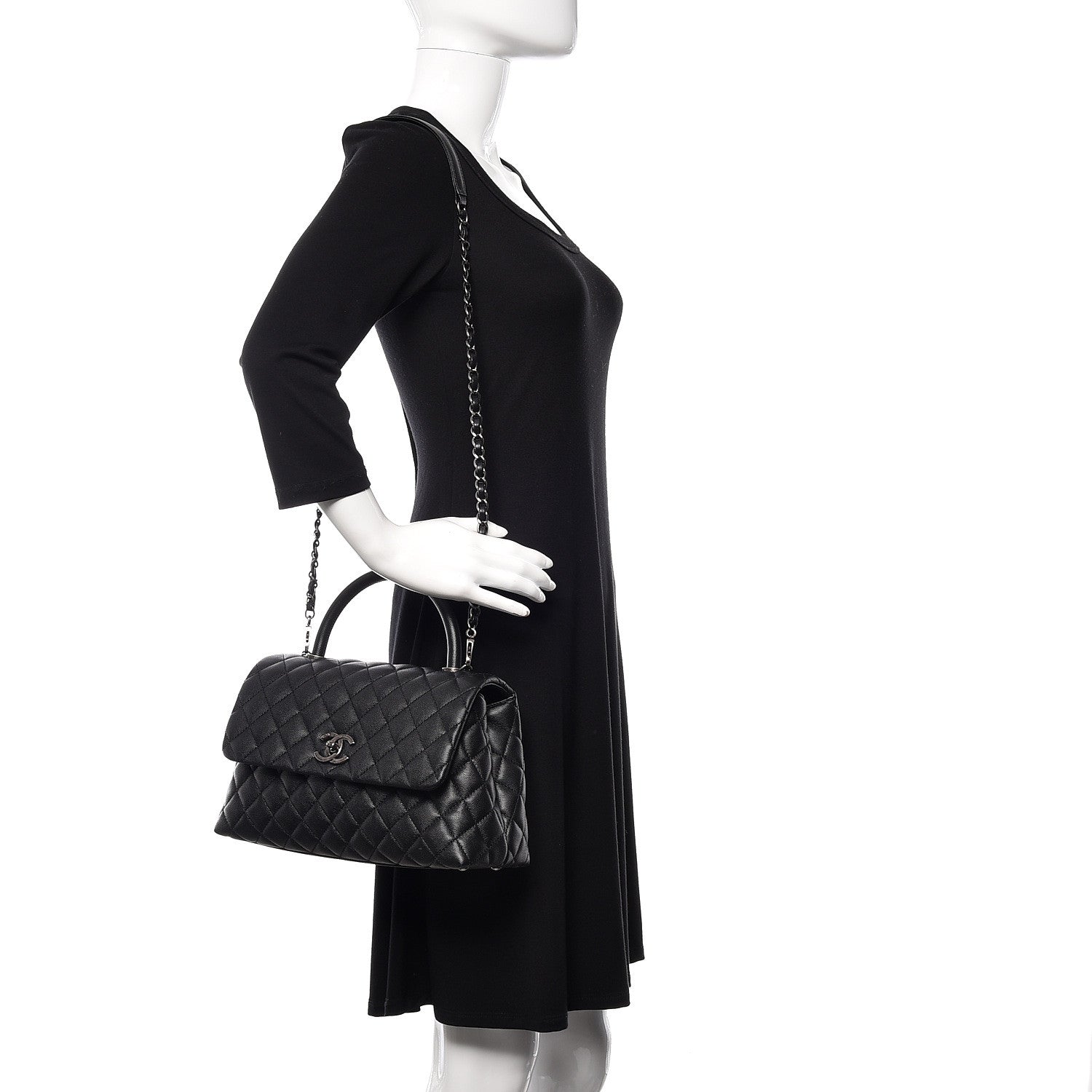 Chanel Caviar Quilted Small Coco Handle Flap Black 2 of 11