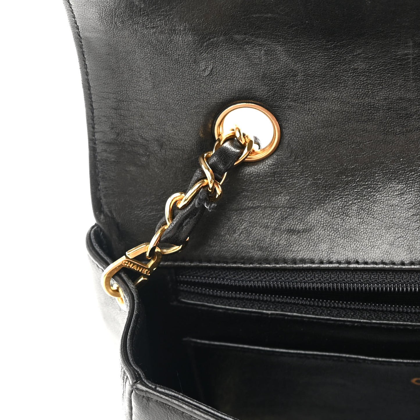 Lambskin Quilted Small Single Flap Black