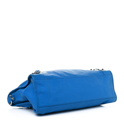 Balenciaga Chevre Silver Metallic Edge Hardware City Bleu Ceylon 4 of 12