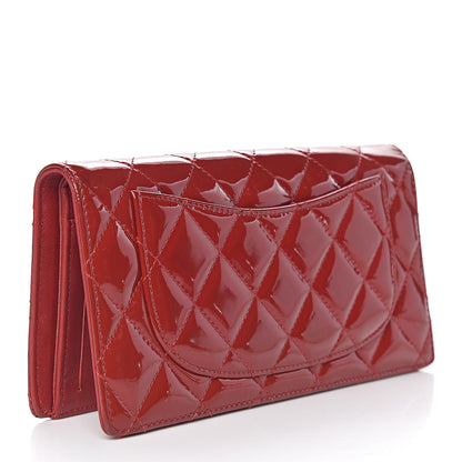 Chanel Patent Calfskin Quilted Yen Wallet Red 3 of 16