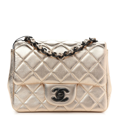 Chanel Metallic Lambskin Quilted Mini Square Flap Gold Black 1 of 9