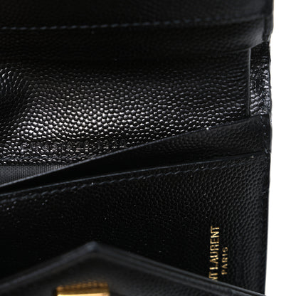 Saint Laurent Grain De Poudre Mixed Matelasse Triquilt Monogram Compact Tri Fold Wallet Black 7 of 8