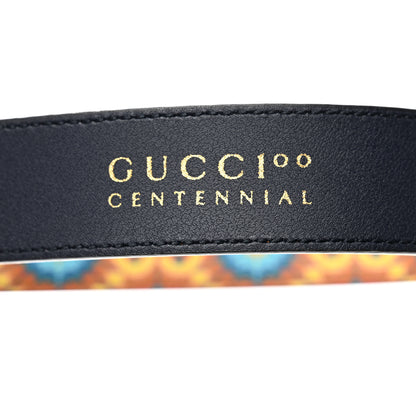 Gucci GG Supreme Monogram Kaleidoscope Double G 30mm Belt 95 38 Blue Orange Multicolor Blue Agata 6 of 6