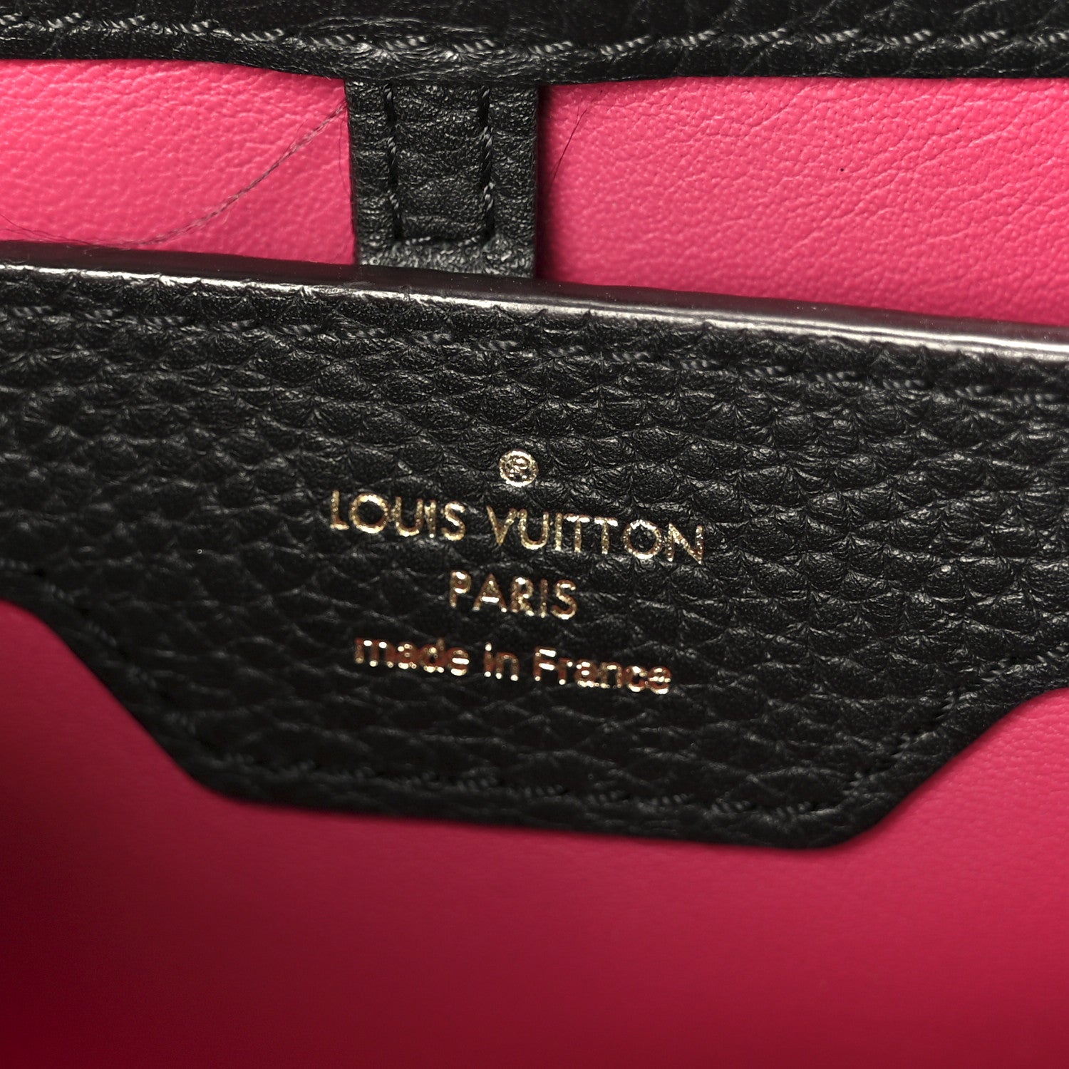 Louis Vuitton Taurillon Capucines PM Black Fuchsia 1847607