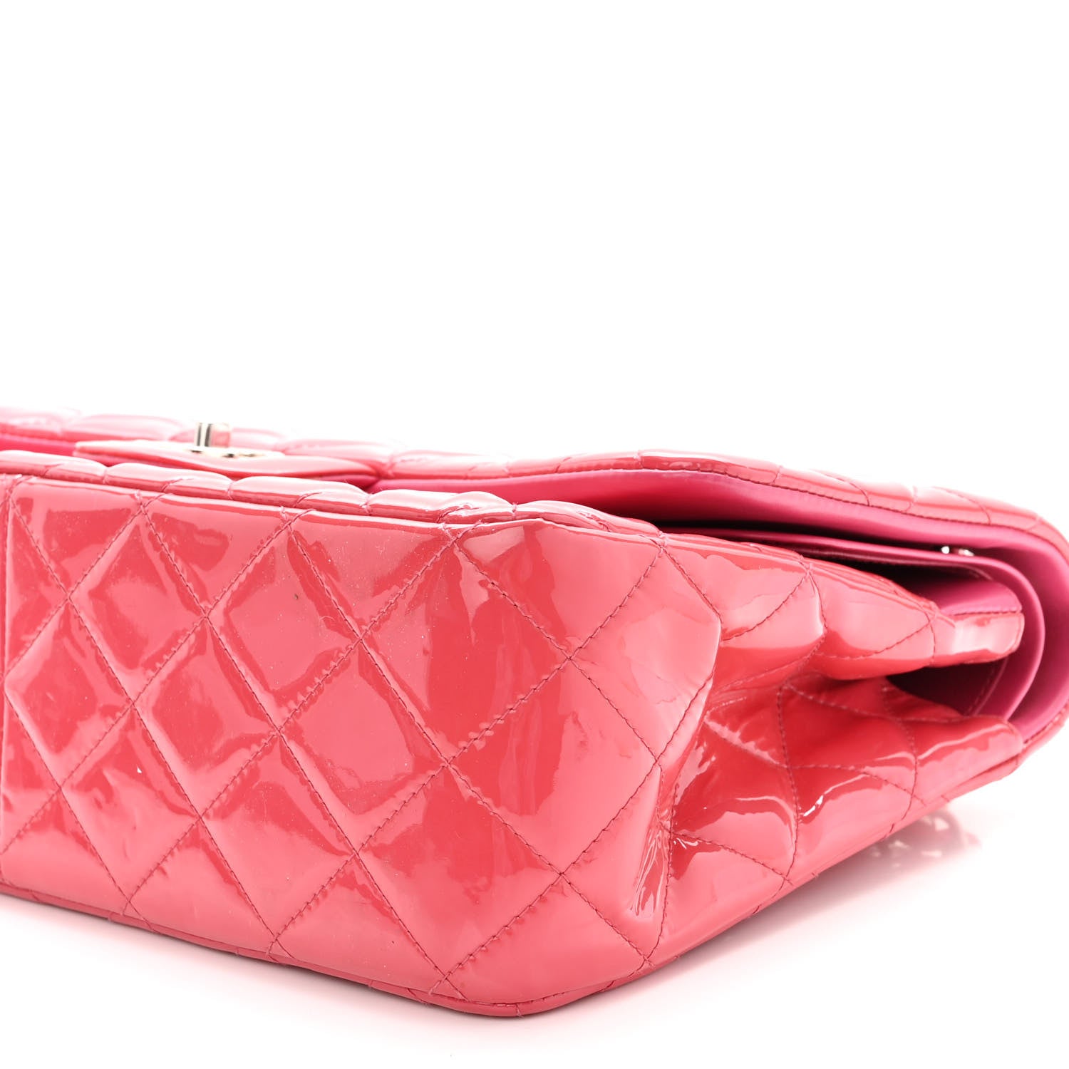 Chanel Patent Quilted Jumbo Double Flap Pink 10 of 14