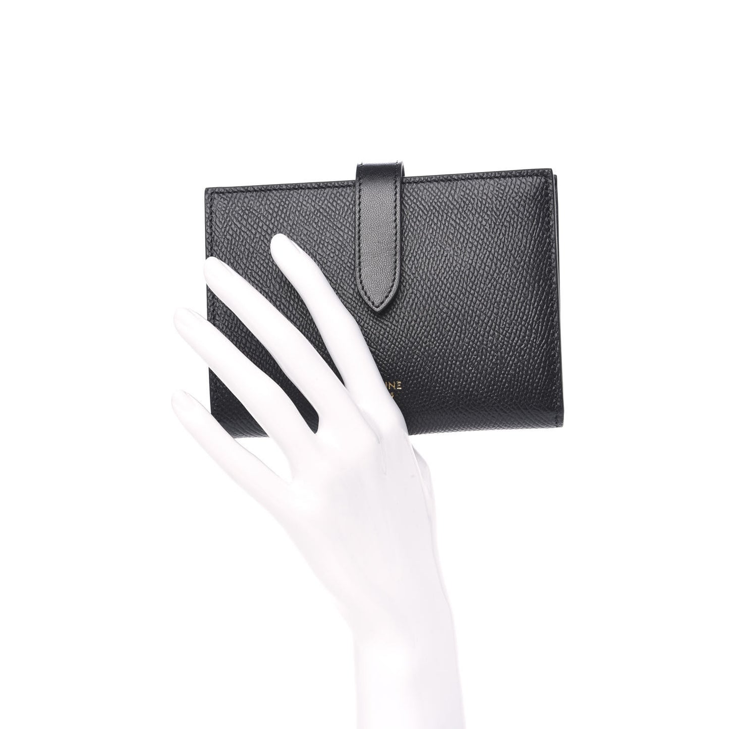 Grained Calfskin Medium Multifunction Strap Wallet Black