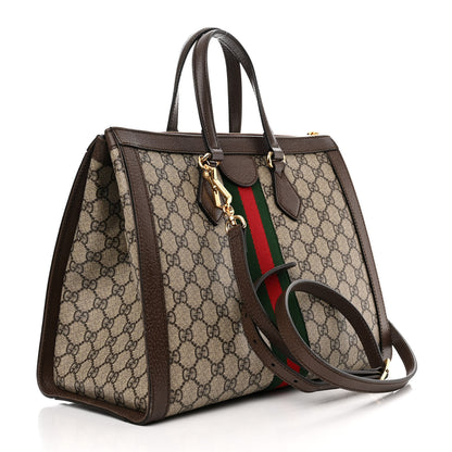 Gucci GG Supreme Monogram Web Medium Ophidia Tote Bag Brown 3 of 11